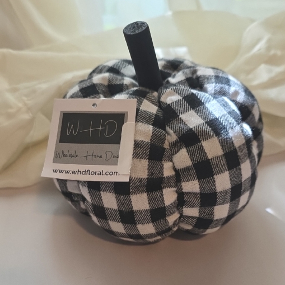 Buffalo Check 6in Pumpkin Decor NWT